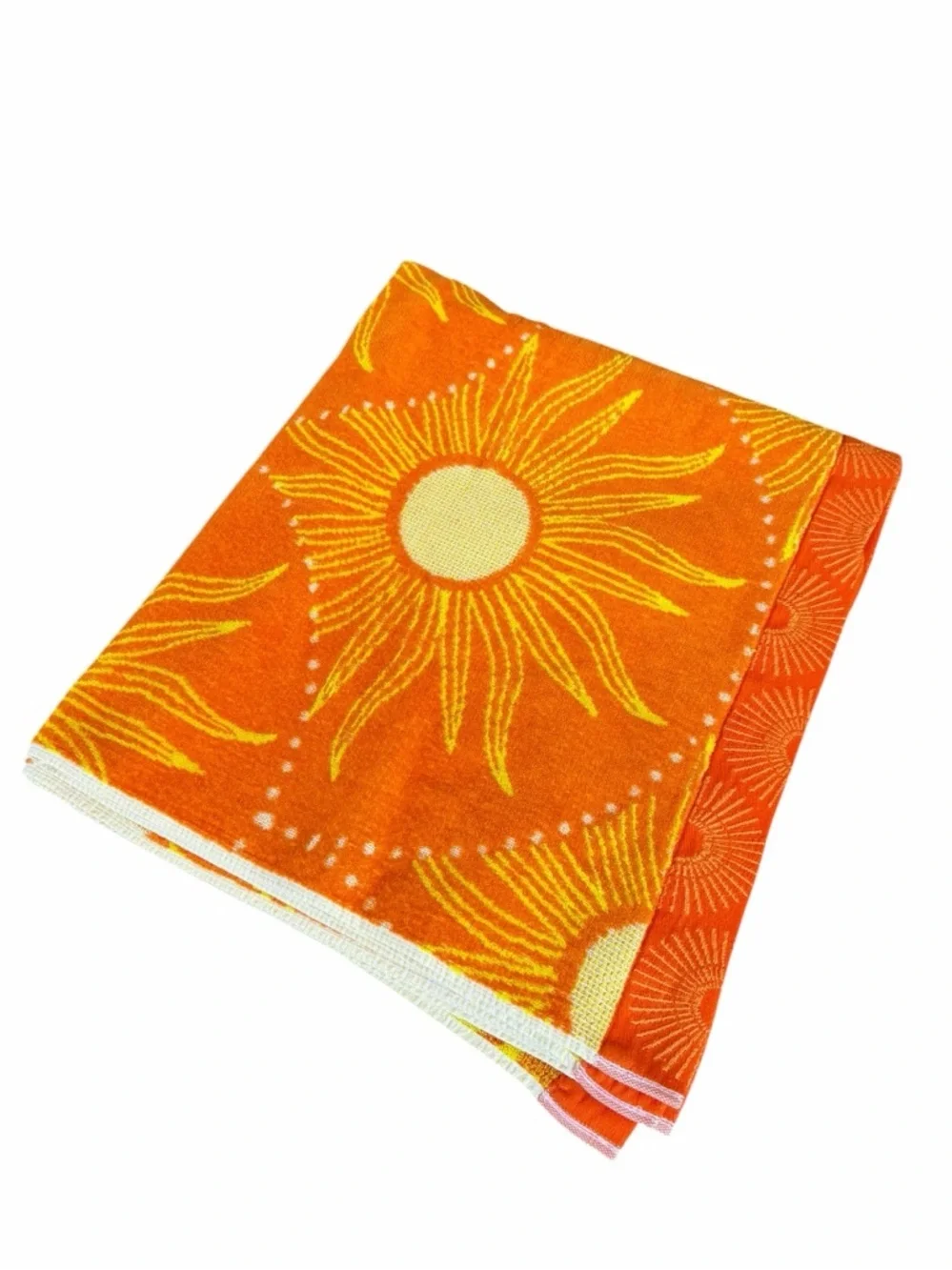 Costco Oversized Beach Towel Blazing Suns Orange Yellow 39x67 Soft 100% Cotton